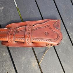 Holster western cuir F. Javelot artisanal - Mexican loop - tr&egrave;s bon &eacute;tat