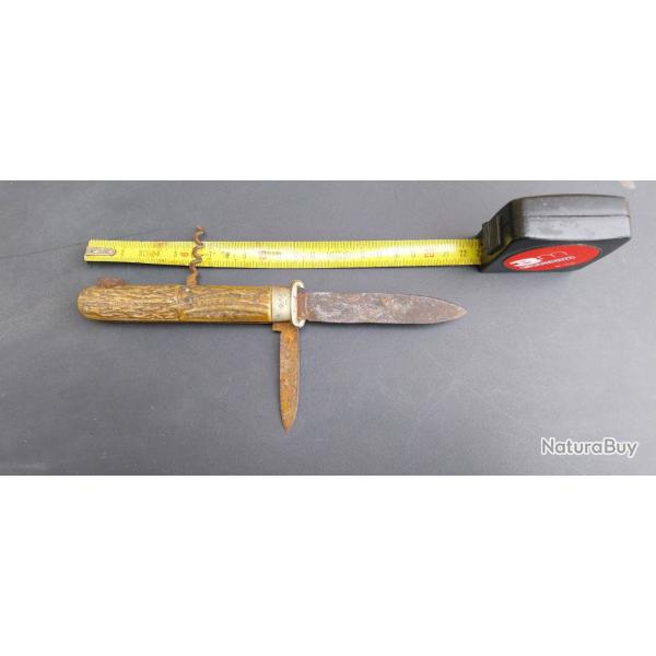 Couteau ancien pliant chasse extracteur a pompe a restaurer