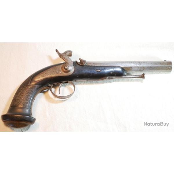Pistolet d'Officier percussion calibre 14 mm bonne fabrication de Li�ge 1830 XIX REF LIS26PIS001