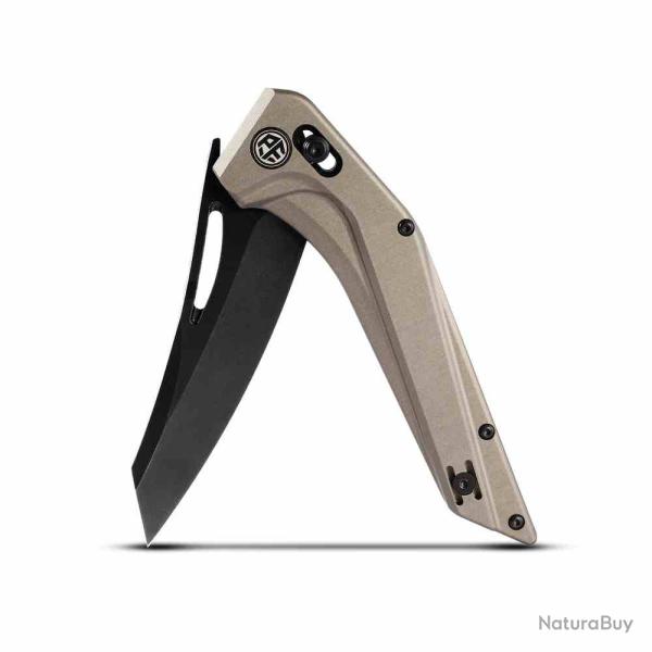 Couteau Petrified Fish Frigate Lame Reverse Tanto Acier CPM S35VN Blk Manche Alu Bronze PFKP15BGADW