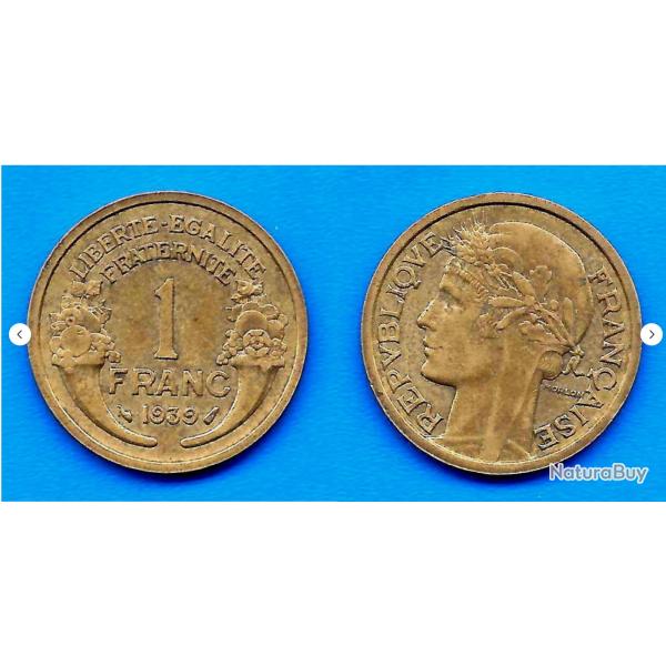 France 1 Franc 1939 Morlon Tete de Laurier Francs Frcs Frc