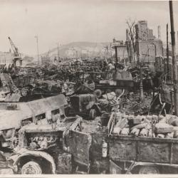 Photo Originale des Quais de Rouen apr&egrave;s le bonbardement d'Aout 1944