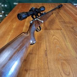 Carabine &agrave; verrou monocoup GAUCHER cal.22LR + lunette LE LYNX 4X32 + Mod&eacute;rateur de son SAK