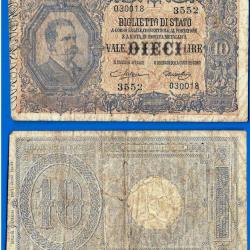 Italie 10 Lire 1923 Signature Maltese & Rossolini Italy Europe Billet
