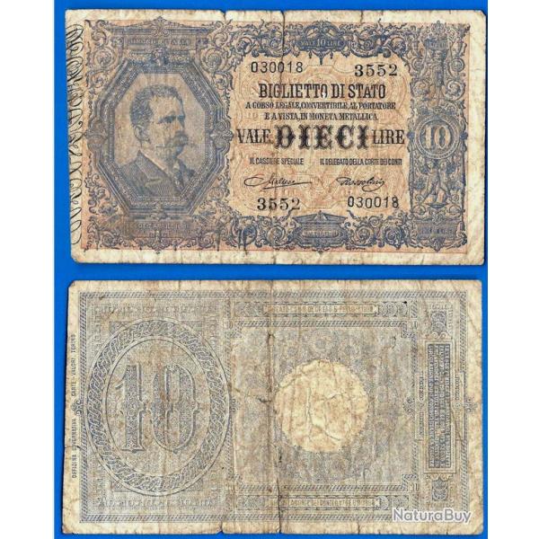 Italie 10 Lire 1923 Signature Maltese & Rossolini Italy Europe Billet