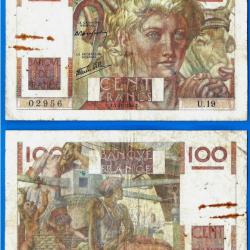 France 100 Francs 1945 Jeune Paysan Billet Frc Frs Frcs Europe