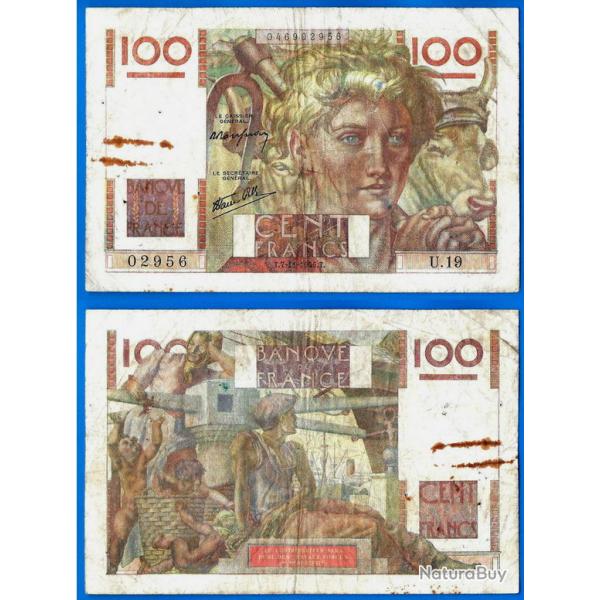 France 100 Francs 1945 Jeune Paysan Billet Frc Frs Frcs Europe