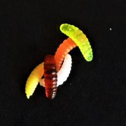 40 LARVES ASTICOTS - plastique - 5 couleurs