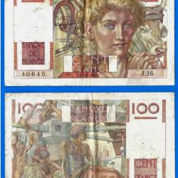 France 100 Francs 1945 Jeune Paysan Billet Europe Frc Frs Frcs