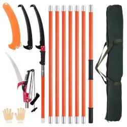 Scie &agrave; perche manuelle &agrave; 8 sections, s&eacute;cateur d'arbres extensible, scie d'&eacute;lagage &agrave; haute altitude