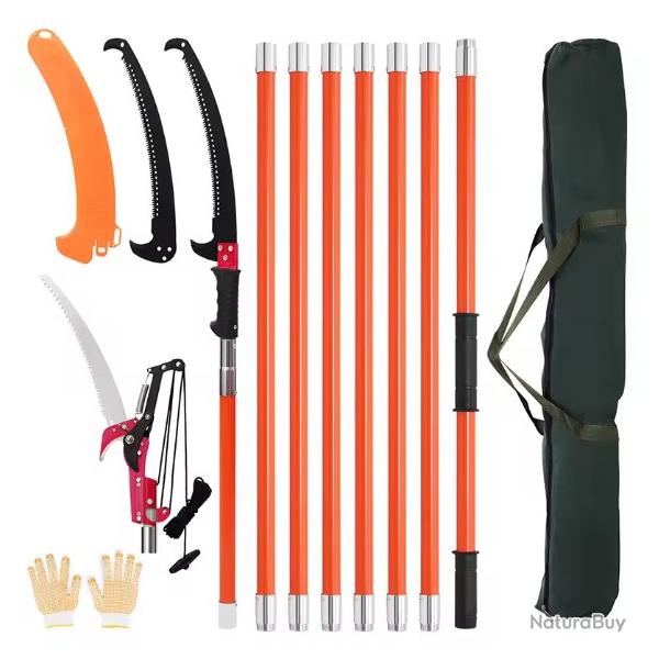 Scie � perche manuelle � 8 sections, s�cateur d'arbres extensible, scie d'�lagage � haute altitude