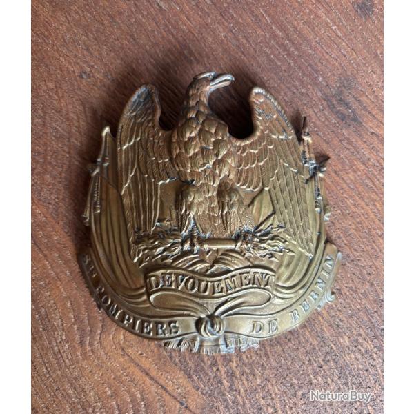 Plaque casque pompier Bernin �poque 1852 Pr�sidence Napol�on 3