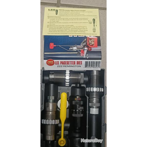 Jeu d'outils Lee calibre 222 remington avec si�geur microm�trique 090501 90501