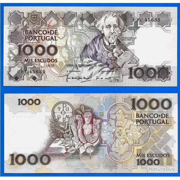 Portugal 1000 Escudos 1989 Teofilo Braga Billet Escudo