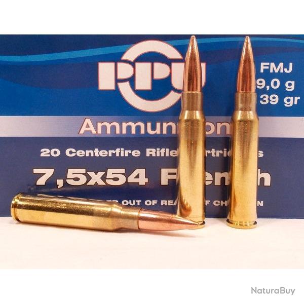 Boite de 20 munitions 7,5x54 /7.5 MAS fabrication Partizan  7.5x54 en stock