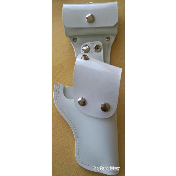 Etui, holster blanc de c�r�monie pistolet Gendarmerie, Police...