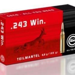 Munitions GECO Cal.243 win. demi blind&eacute;e TM 6.8g 105gr