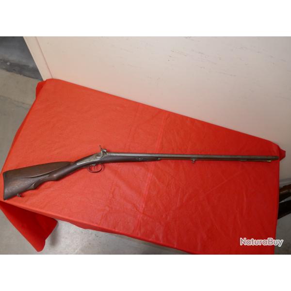 Fusil juxtapos� � percussion, crosse r�par�e par un professionnel � l'�poque
