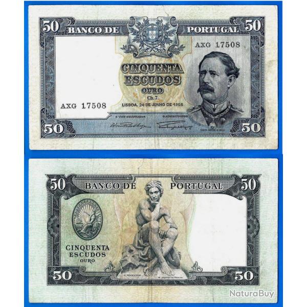 Portugal 50 Escudos 1955 Serie 7 Prefix AXG Pereira De Mello