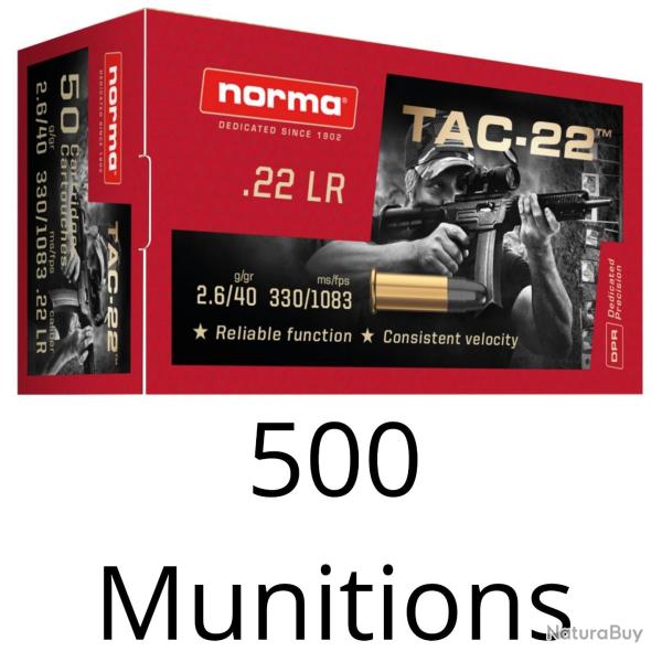 500 Munitions Norma Tac 22 Cal.22LR