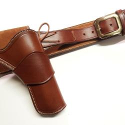 ETUI WESTERN CUIR "HONDO" pour r&eacute;volver et cartouchi&egrave;re (Entreprise artisanale fran&ccedil;aise)