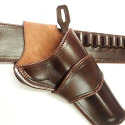 ETUI WESTERN CUIR "DUTTON" pour r&eacute;volver et cartouchi&egrave;re  (Entreprise artisanale fran&ccedil;aise)