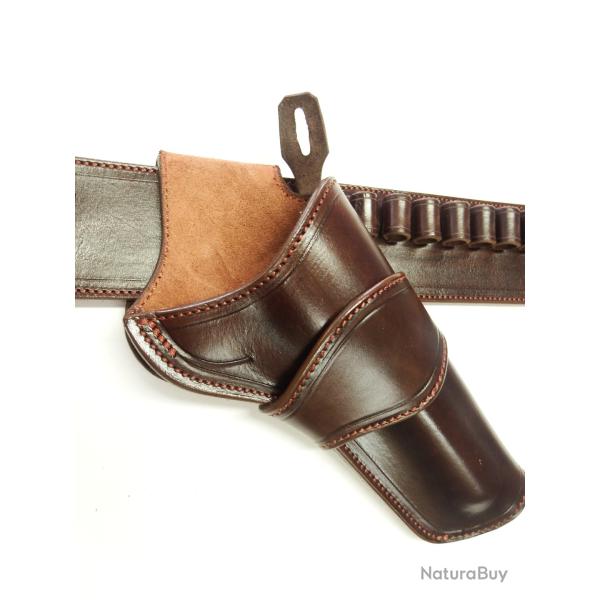 ETUI WESTERN CUIR "DUTTON" pour r�volver et cartouchi�re  (Entreprise artisanale fran�aise)