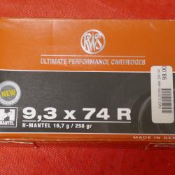 Boite de 20 cartouches RWS 9.3X74R H-MANTEL 16.7g/258gr