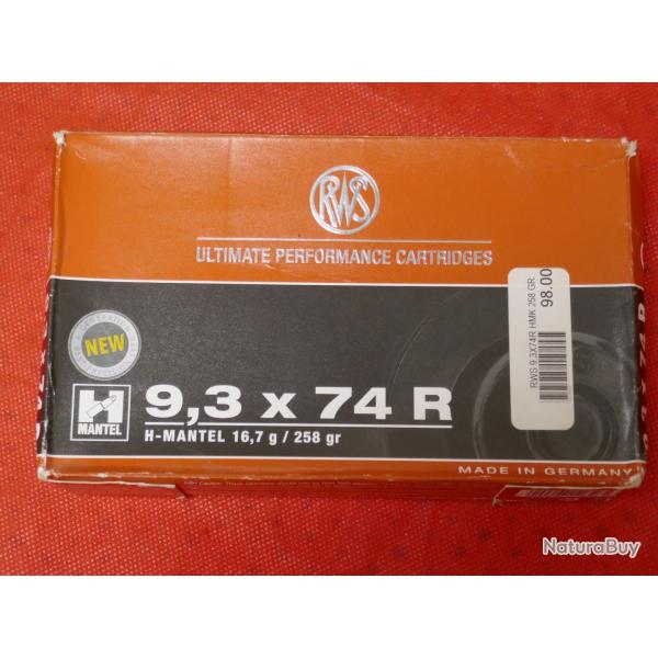 Boite de 20 cartouches RWS 9.3X74R H-MANTEL 16.7g/258gr