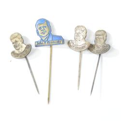 Lot broches vintage JFK John Fitzgerald Kennedy &eacute;lection pr&eacute;sidentielle de 1964, USA