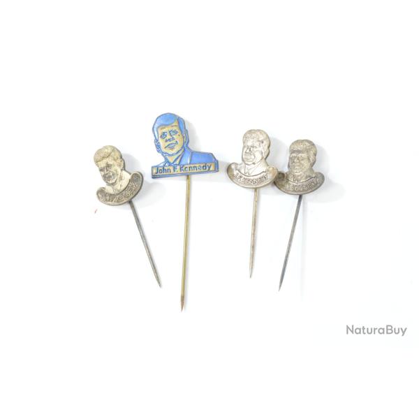 Lot broches vintage JFK John Fitzgerald Kennedy �lection pr�sidentielle de 1964, USA