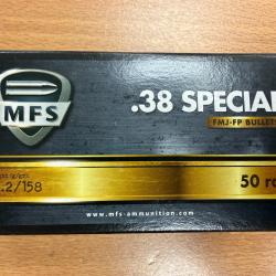 MFS CAL 38 SPECIAL  10.2 G/158 GRAINS FMJ BOITE DE 50 BALLES FRAIS DE PORT OFFERT