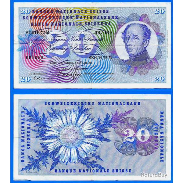 Suisse 20 Francs 1970 Billet Franc Europe Centrale Serie 72