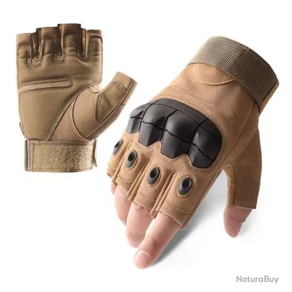 Gants Tactiques demi-doigts Beige