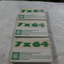 3 boites de douilles 7x64 neuves RWS