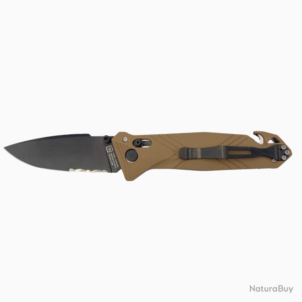 Couteau pliant CAC� - Serration - PA6 Chevrons Coyote Brown