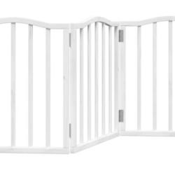 Barri&egrave;re chien bois peuplier blanc 150 cm pliable 3 panneaux s&eacute;curit&eacute;