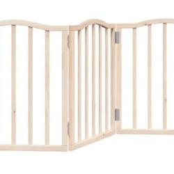 Barri&egrave;re chien bois peuplier bois brute 150 cm pliable 3 panneaux s&eacute;curit&eacute;