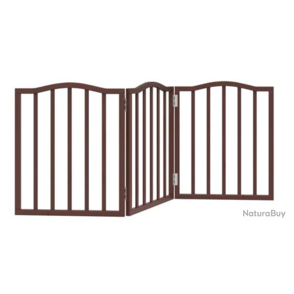 Barri�re chien bois peuplier marron 150 cm pliable 3 panneaux s�curit�