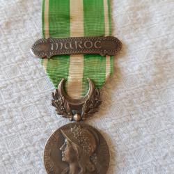 MEDAILLE COMMEMORATIVE DU MAROC ARGENT AVEC AGRAFE MILITARY FRENCH MEDAL