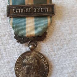 MEDAILLE COLONIALE ARGENT AVEC AGRAFE EXTREME ORIENT MILITARY FRENCH MEDAL