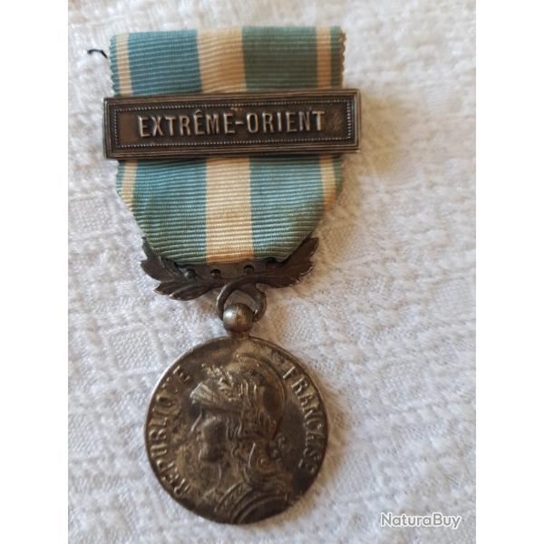 MEDAILLE COLONIALE ARGENT AVEC AGRAFE EXTREME ORIENT MILITARY FRENCH MEDAL