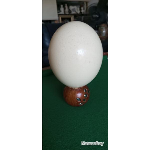 Oeuf d'autruche sur support bois