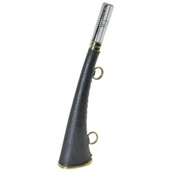 Corne plate gain&eacute;e cuir Pisteurs en laiton 31 cm