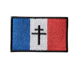 Patch Drapeau - France - Croix Lorraine - v2 - Velcro - 8 x 5 cm - Livraison gratuite