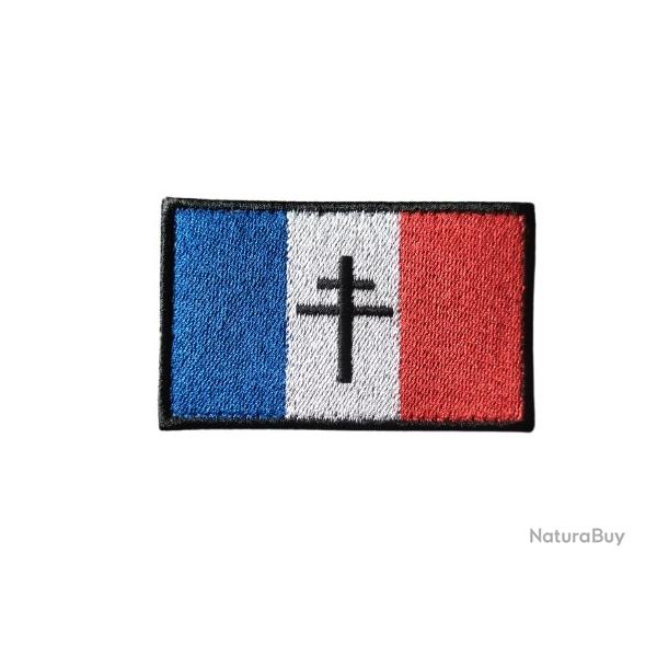 Patch Drapeau - France - Croix Lorraine - v2 - Velcro - 8 x 5 cm - Livraison gratuite