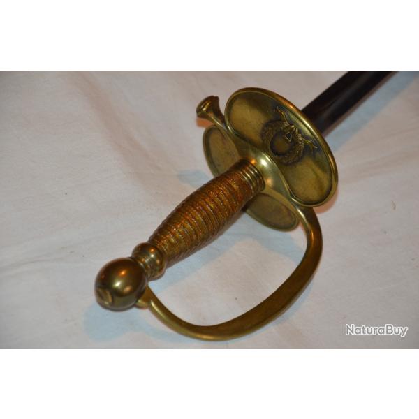 EPEE D'OFFICIER D'ADMINISTRATION MODELE 1872-PERIODE 3� REPUBLIQUE /1914.