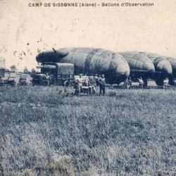 Carte Postale Ancienne - Camp de Sissonne (Aisne) -Ballons d'Observation -N&deg;3823