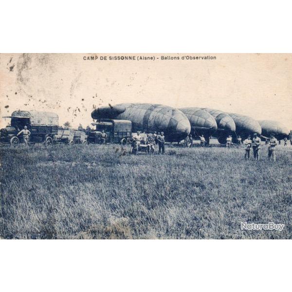 Carte Postale Ancienne - Camp de Sissonne (Aisne) -Ballons d'Observation -N�3823