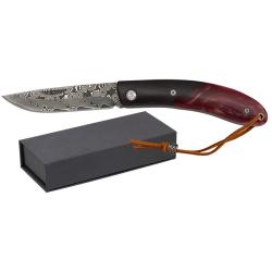 Couteau  DAMASCUS  manche &eacute;ben-r&eacute;sine  lame de 7.30 cm